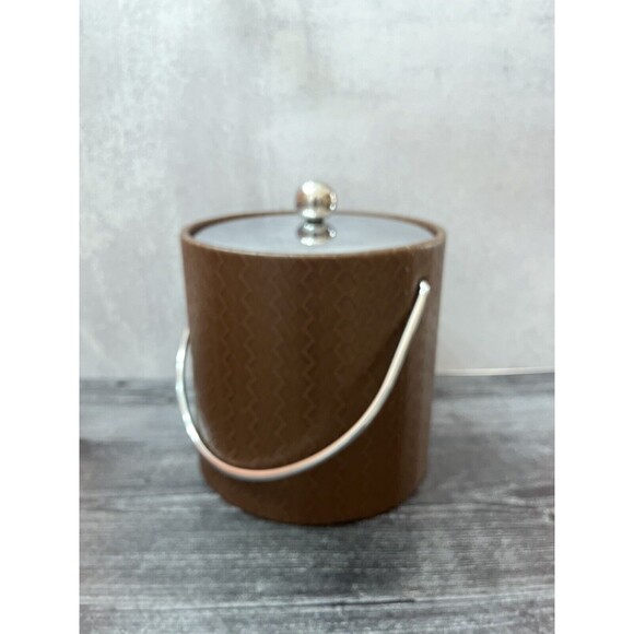Kraftware Ice Bucket Brown  Vintage 1960's Retro Bar-Ware Mid Century Modern - Picture 3 of 10